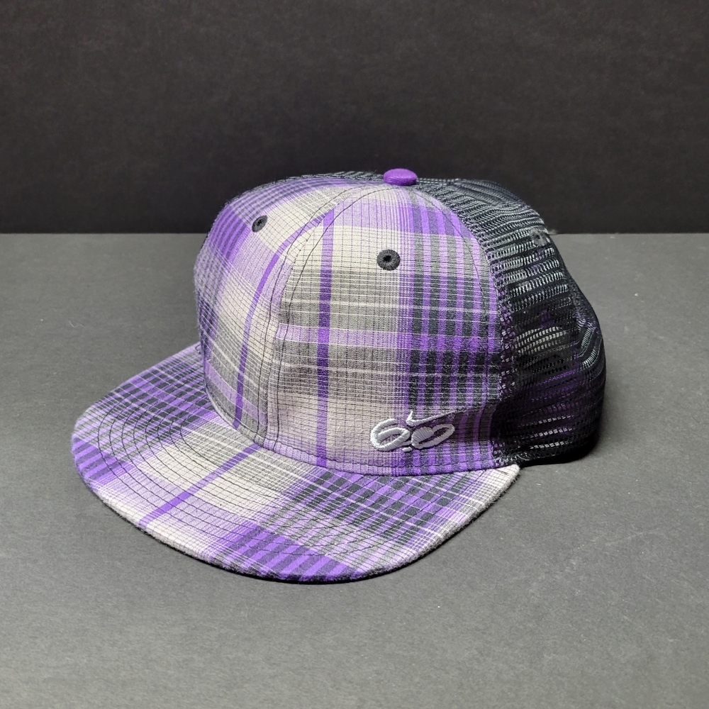 Youth Nike 6.0 Snapback Hat Purple Black Plaid Truckers Cap Size 8-20